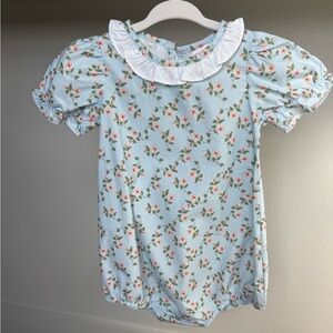 Floral Romper with Ruffled Collar